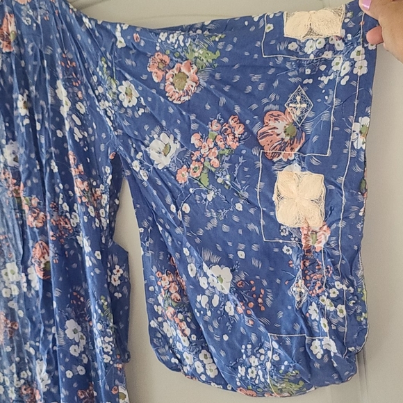 Rare Spell Designs Blue Sundancer Maxi Kimono Duster OS floral embroidered robe - Picture 16 of 17